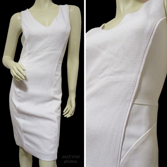 NWT Y2K 2000s XOXO White Sleeveless V-Neck Bodycon Sheath Dress Minimalist Chic - Picture 1 of 8